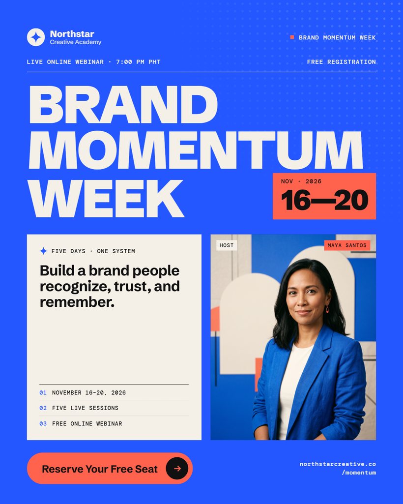 Brand Momentum Week launch feed post: free live webinar, November 16 to 20, hosted by Maya Santos