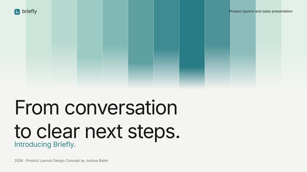 Briefly product launch cover, soft teal gradient bands